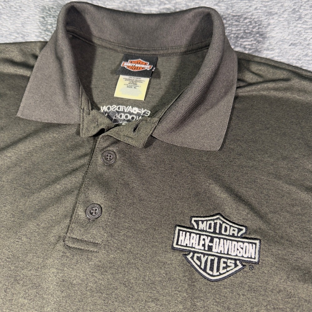 Harley-Davidson Mens XL Gray Performance Polo Shirt The Woodlands Texas Biker